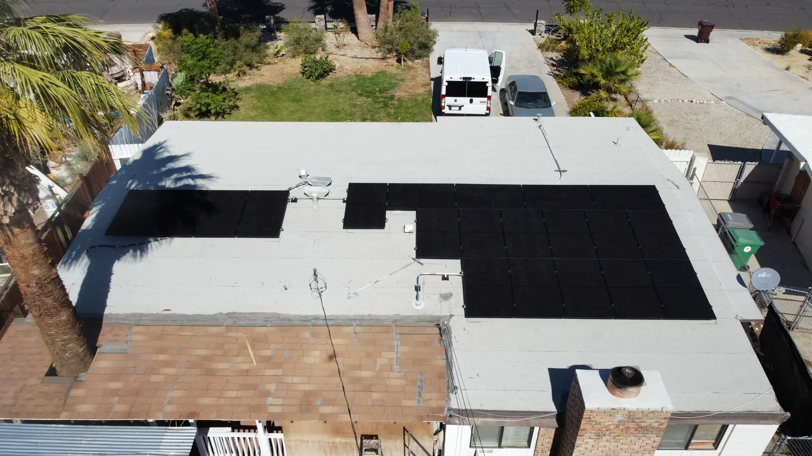 Flat roof commercial solar aerial