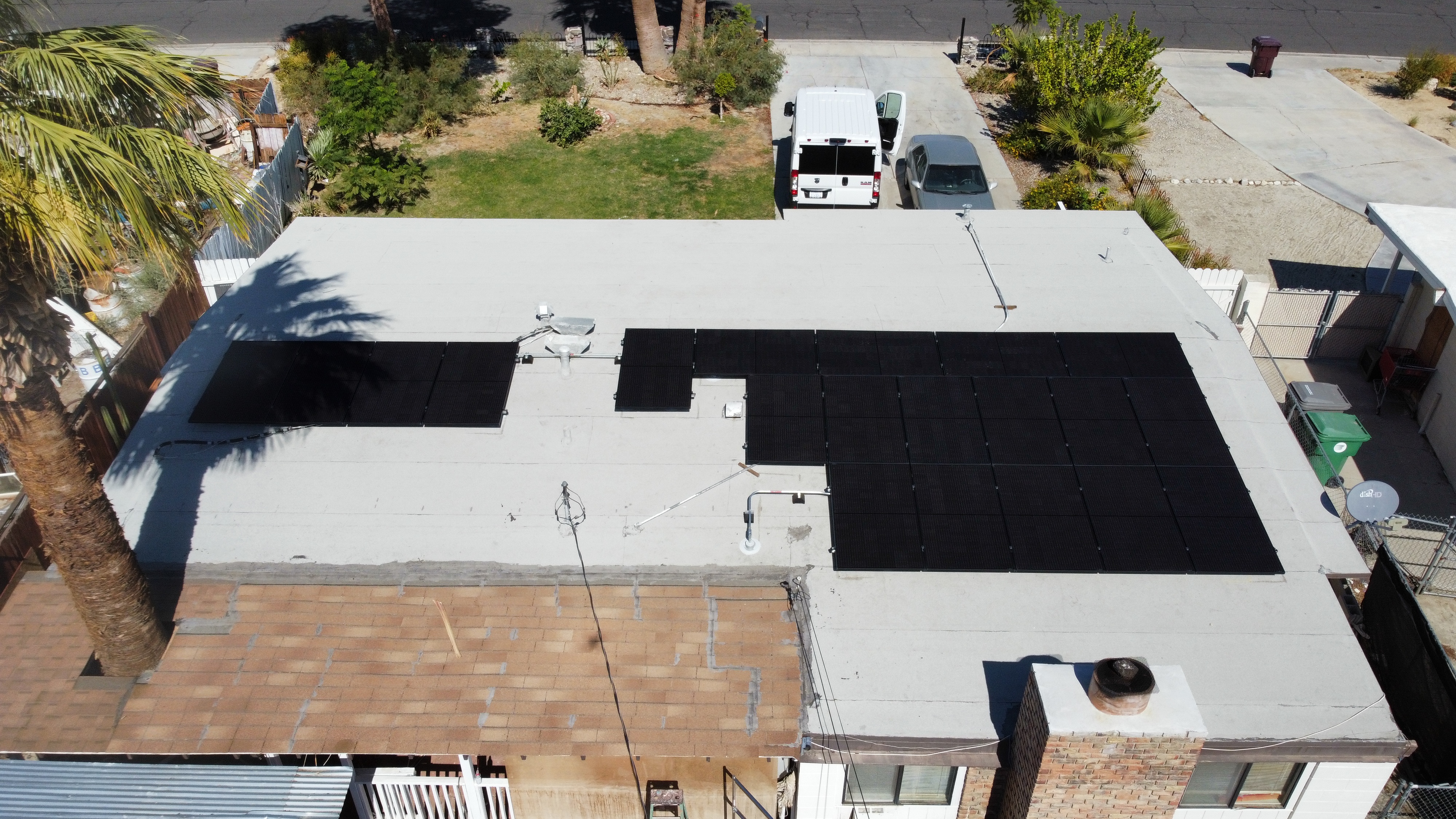 Flat roof commercial solar aerial